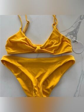 Tori Praver NWT Yellow Bikini Set Both Size L